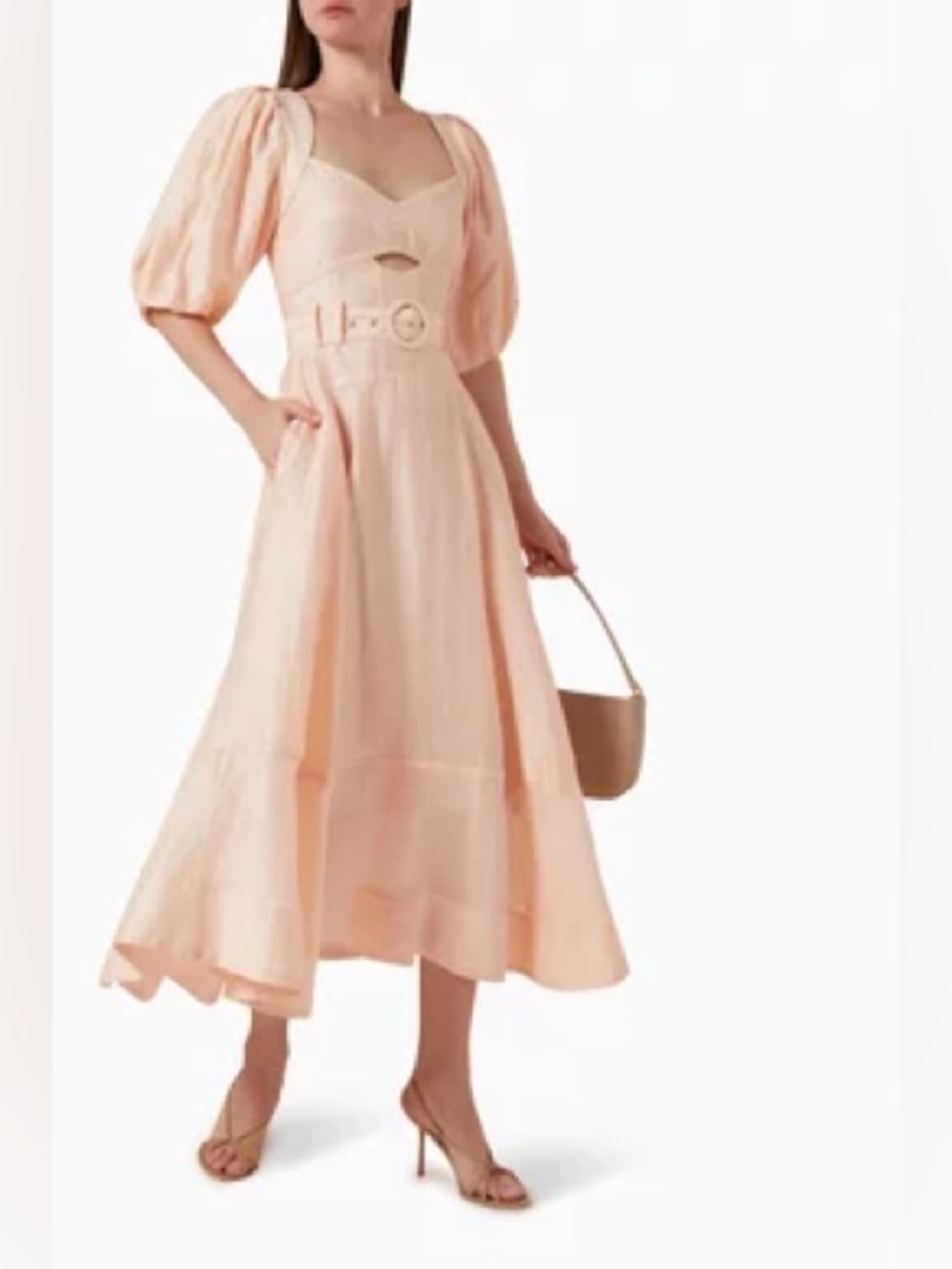 ST ARMONT Mabel Cut-out Midi Dress in Linen-blend, NWT, M/10 $490MSRP